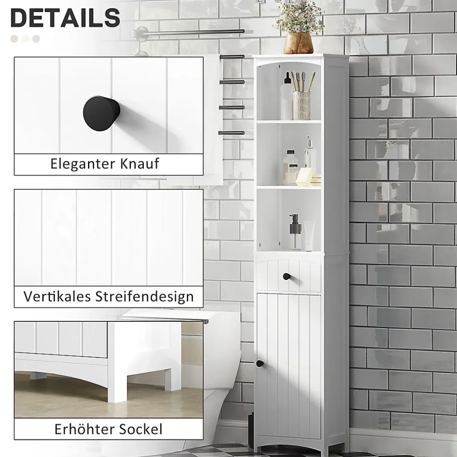 ProximaX Meuble de salle de bain, armoire haute à 3 étagères et 1 tiroir, étagère de salle de bain, meuble de salle de bain, blanc* Meuble Wc