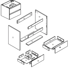 AICA Sanitaire Meuble de salle de bain blanc 80cm, suspendu avec 2 tiroirs* Meuble Sous-Vasque