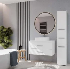 3xE Living Meuble de salle de bain, blanc, 80 x 45 x 50 cm* Meuble Sous-Vasque