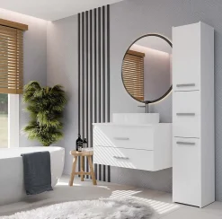 3xE Living Meuble de salle de bain, blanc, 80 x 45 x 50 cm* Meuble Sous-Vasque