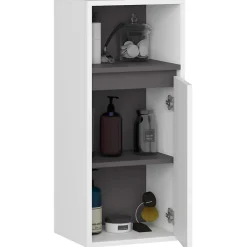 3xE Living Meuble de salle de bain, blanc/gris graphite, 35 x 80 x 30 cm* Armoire De Salle De Bains