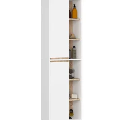 3xE Living Meuble de salle de bain, blanc/chêne Sonoma, 50 x 170 x 30 cm