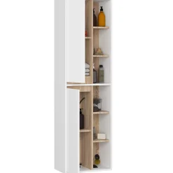 3xE Living Meuble de salle de bain, blanc/chêne Sonoma, 50 x 170 x 30 cm