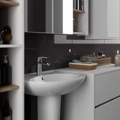 3xE Living Meuble de salle de bain, blanc/chêne Sonoma, 50 x 170 x 30 cm