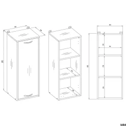 3xE Living Meuble de salle de bain, blanc, 35 x 67 x 30 cm* Etagère Salle De Bains