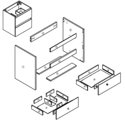 AICA Sanitaire Meuble de salle de bain blanc 50cm, suspendu avec 2 tiroirs* Meuble Sous-Vasque