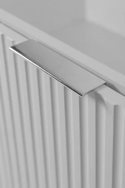 3xE Living Meuble de salle de bain, Blanc + poignée argentée, 40 x 57 x 46 cm* Lave-Mains