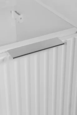 3xE Living Meuble de salle de bain, Blanc + poignée argentée, 40 x 57 x 46 cm* Lave-Mains