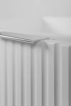 3xE Living Meuble de salle de bain, Blanc + poignée argentée, 40 x 57 x 46 cm* Lave-Mains