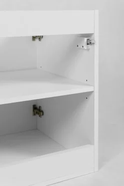 3xE Living Meuble de salle de bain, Blanc + poignée argentée, 40 x 57 x 46 cm* Lave-Mains