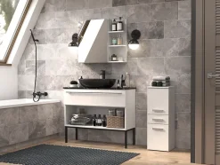 3xE Living Meuble de salle de bain, blanc mat, 85 x 30 x 30 cm* Armoire De Salle De Bains