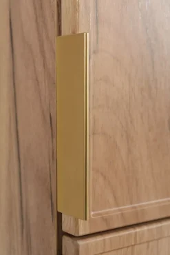 3xE Living Meuble de salle de bain, Chêne Craft, poignée dorée, 35 x 136 x 27 cm