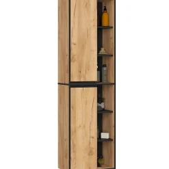 3xE Living Meuble de salle de bain, chêne artisanal/noir, 50 x 170 x 30 cm* Armoire De Salle De Bains