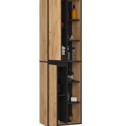 3xE Living Meuble de salle de bain, chêne artisanal/noir, 50 x 170 x 30 cm* Armoire De Salle De Bains