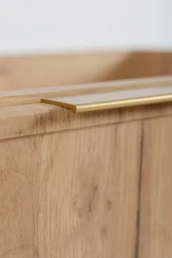 3xE Living Meuble de salle de bain, Chêne Craft, poignée dorée, 140 ( 2 x 60 + 20) x 46 x 57 cm* Lave-Mains
