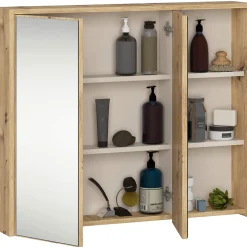 3xE Living Meuble de salle de bain, chêne artisanal/cachemire, 90 x 75 x 15 cm