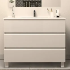Cosyneo Meuble de salle de bain 100cm simple vasque - sans miroir - 3 tiroirs - blanc - MAYOR* Meuble Vasque