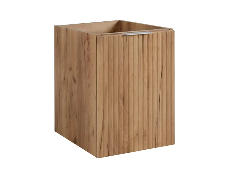 3xE Living Meuble de salle de bain, Chêne Craft + poignée argentée, 40 x 57 x 46 cm