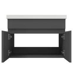 AICA Sanitaire Meuble de salle de bain 60cm à double porte, suspendu, Anthracite* Meuble Sous-Vasque