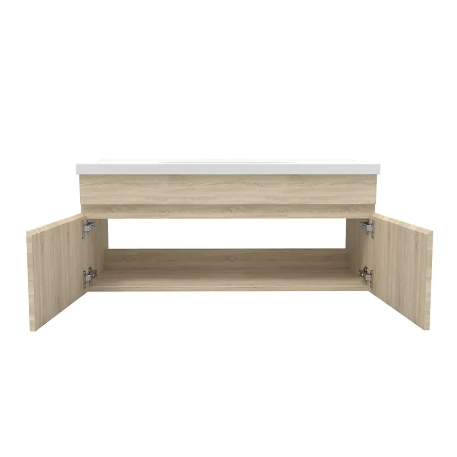 AICA Sanitaire Meuble de salle de bain 100cm à double porte, suspendu, Chêne* Meuble Sous-Vasque