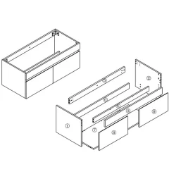AICA Sanitaire Meuble de salle de bain 100cm à double porte, suspendu, Chêne* Meuble Sous-Vasque