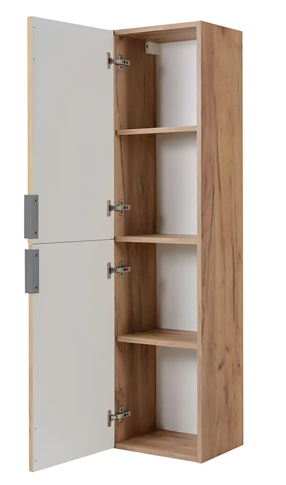 3xE Living Meuble de salle de bain, Chêne Craft, poignée argentée, 35 x 136 x 27 cm