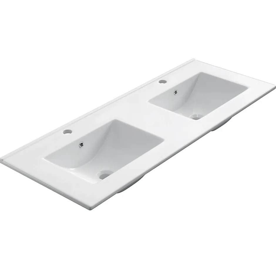 Cosyneo Meuble de salle de bain 120cm double vasque - 6 tiroirs - sans miroir - TIRIS 3C - cambrian (chêne)* Meuble Vasque