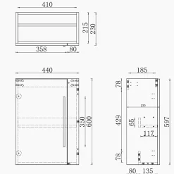 AICA Sanitaire Meuble de salle de bain 44cm avec 2 compartiments, suspendu, blanc