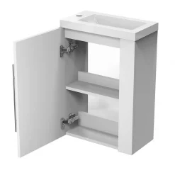 AICA Sanitaire Meuble de salle de bain 44cm avec 2 compartiments, suspendu, blanc