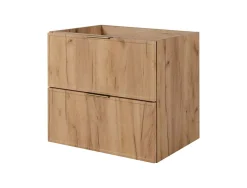 3xE Living Meuble de salle de bain, Chêne Craft, poignée dorée, 80 (60 + 20) x 46 x 57 cm