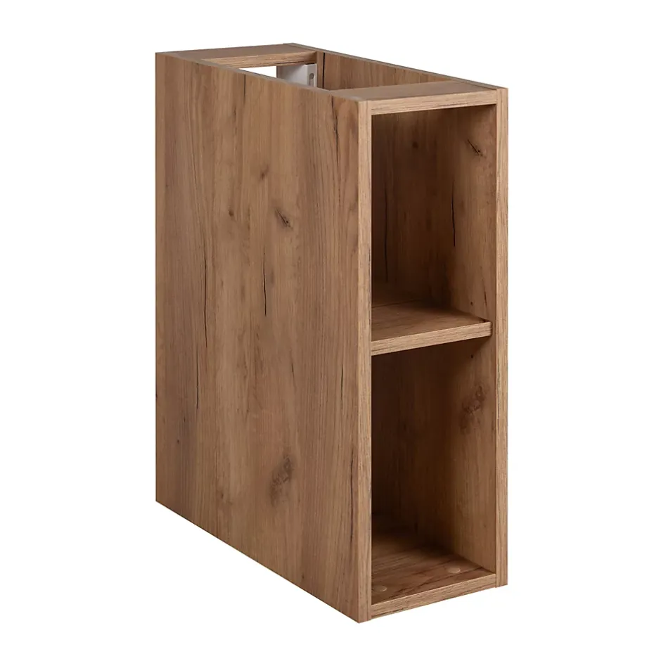 3xE Living Meuble de salle de bain, Chêne Craft, poignée dorée, 80 (60 + 20) x 46 x 57 cm