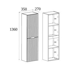 3xE Living Meuble de salle de bain, chêne Craft, 35 x 136 x 27 cm* Colonne De Salle De Bains