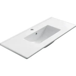 Cosyneo Meuble de salle de bain 120cm simple vasque - sans miroir - 3 tiroirs - blanc - MATA