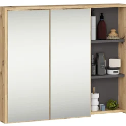 3xE Living Meuble de salle de bain, chêne artisanal/gris graphite, 90 x 75 x 15 cm