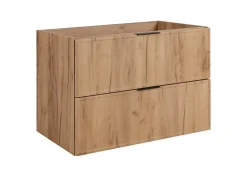 3xE Living Meuble de salle de bain, Chêne Craft, poignée noire, 46 x 80 x 57 cm* Lave-Mains