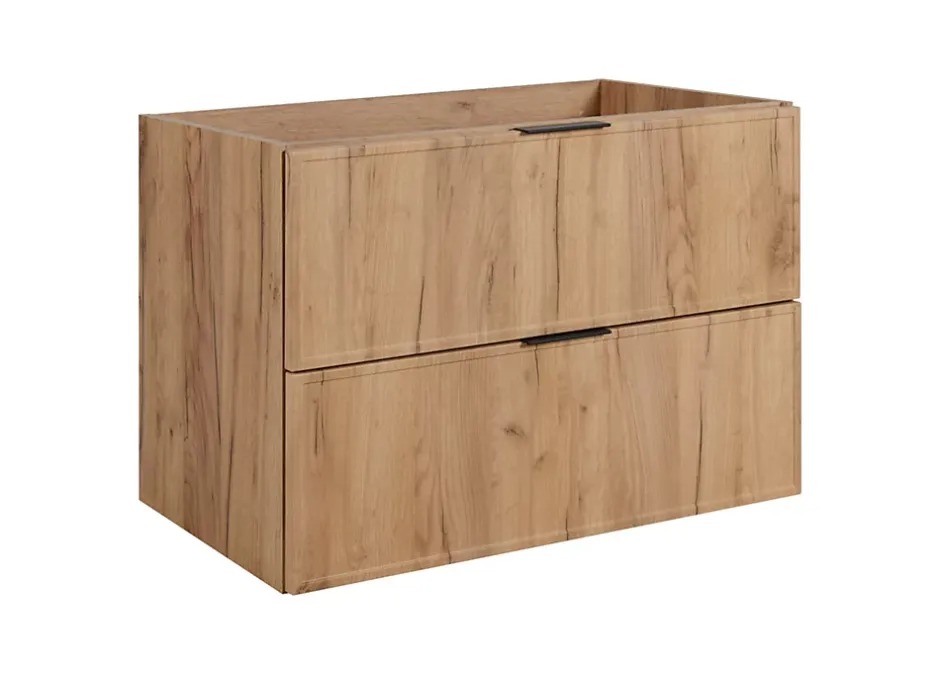 3xE Living Meuble de salle de bain, Chêne Craft, poignée noire, 46 x 80 x 57 cm* Lave-Mains