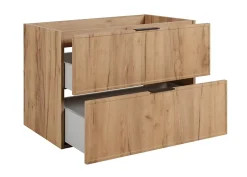 3xE Living Meuble de salle de bain, Chêne Craft, poignée noire, 46 x 80 x 57 cm* Lave-Mains