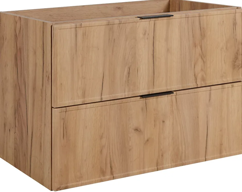 3xE Living Meuble de salle de bain, Chêne Craft, poignée noire, 46 x 80 x 57 cm* Lave-Mains