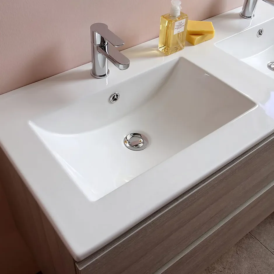 Kiamami Valentina Meuble De Salle De Bain 120Cm Lion Elm Avec Double Vasque Et Miroir 120X60 Berlin* Ensemble Meuble De Salle De Bains
