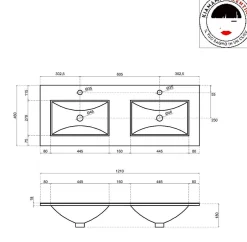 Kiamami Valentina Meuble De Salle De Bain 120Cm Lion Elm Avec Double Vasque Et Miroir 120X60 Berlin* Ensemble Meuble De Salle De Bains