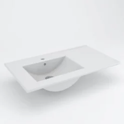 Cosyneo Meuble de salle de bain 120cm vasque déportée - 2 tiroirs et 2 niches - OLYMPE - cambrian (chêne)