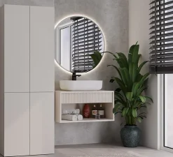 3xE Living Meuble de salle de bain, cachemire, 60 x 30 x 174 cm* Armoire De Salle De Bains