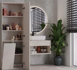 3xE Living Meuble de salle de bain, cachemire, 60 x 30 x 174 cm* Armoire De Salle De Bains