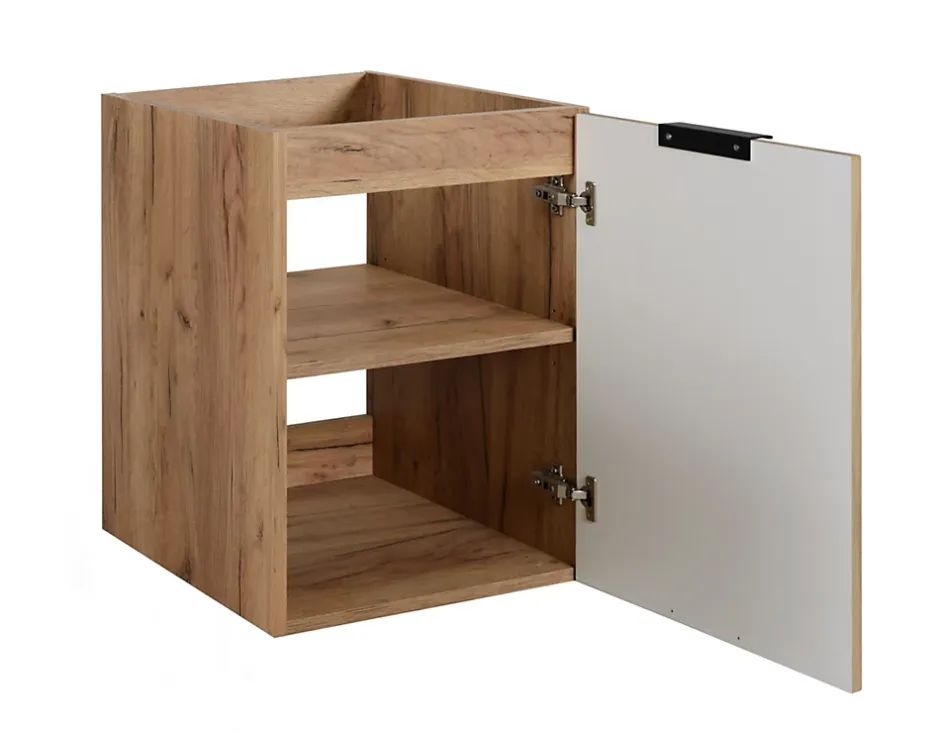 3xE Living Meuble de salle de bain, Chêne Craft + poignée noire, 40 x 57 x 46 cm* Lave-Mains