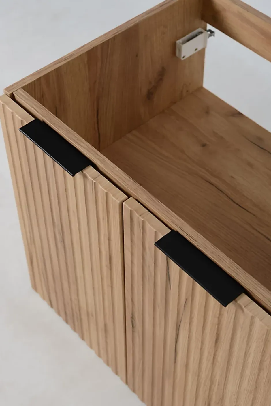 3xE Living Meuble de salle de bain, Chêne Craft + poignée noire, 40 x 57 x 46 cm* Lave-Mains