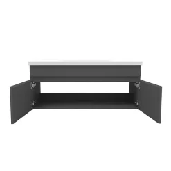 AICA Sanitaire Meuble de salle de bain 100cm à double porte, suspendu, Anthracite