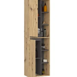 3xE Living Meuble de salle de bain, chêne artisanal/gris graphite, 50 x 170 x 30 cm* Armoire De Salle De Bains