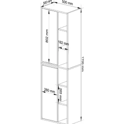 3xE Living Meuble de salle de bain, chêne artisanal/gris graphite, 50 x 170 x 30 cm* Armoire De Salle De Bains