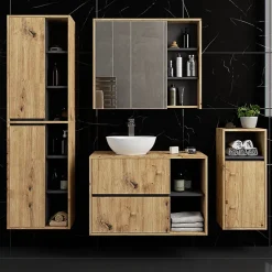3xE Living Meuble de salle de bain, chêne artisanal/gris graphite, 50 x 170 x 30 cm* Armoire De Salle De Bains