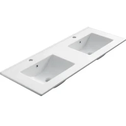 Cosyneo Meuble de salle de bain double vasque - 4 tiroirs - IRIS et miroir Led STAM - cambrian (chêne) - 120cm